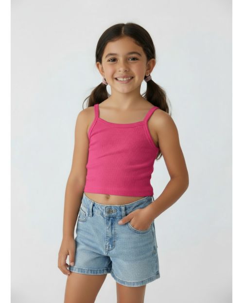 Pink Cotton Girls’ Crop Top