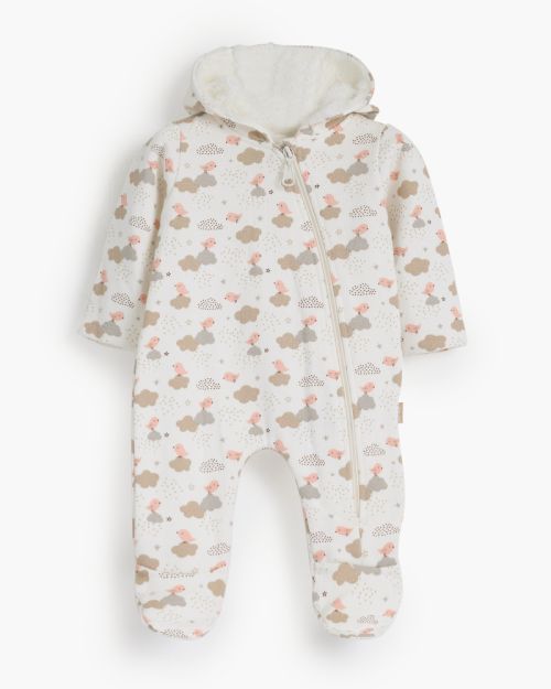 Happy Bird Hooded Printed Romper-0-3 mth
