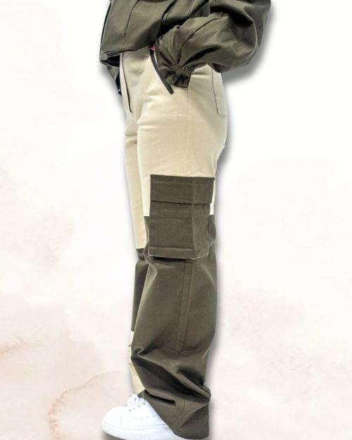 2 Color Cargo Pants-Olive green-XS