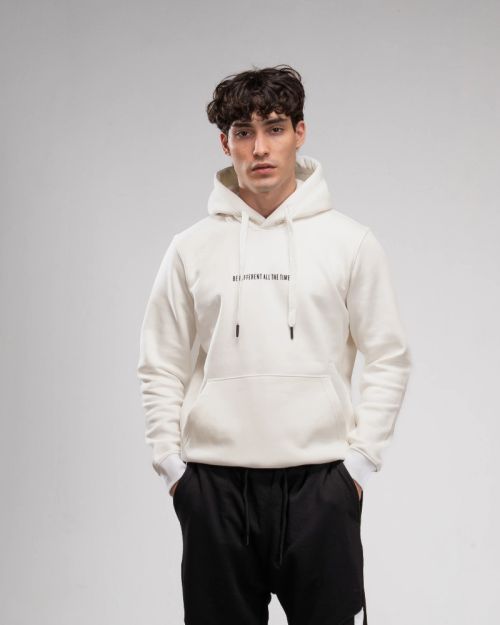 Printed Hoodie - White-M