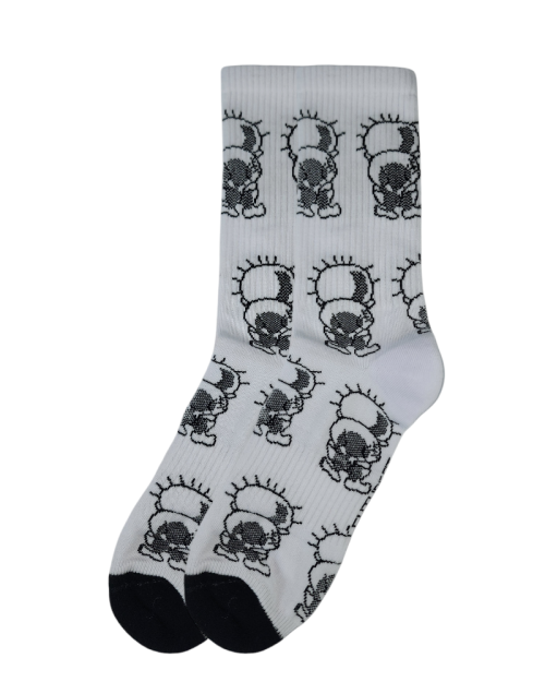 Long Socks Liner Heel and Toe Casual Style MultiColoure-Black & White-36