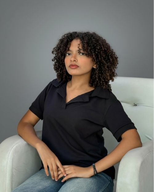 Women’s Black Plain Polo Shirt 