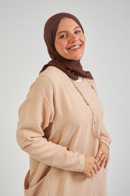 Farha Dress For Women-M-Beige