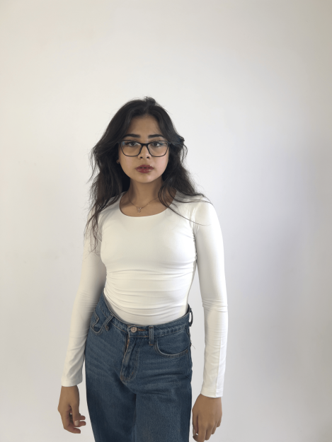 Basic Full Sleeve Top-White-L