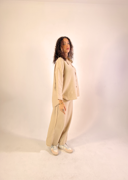 Misky Linen Set-Beige-S