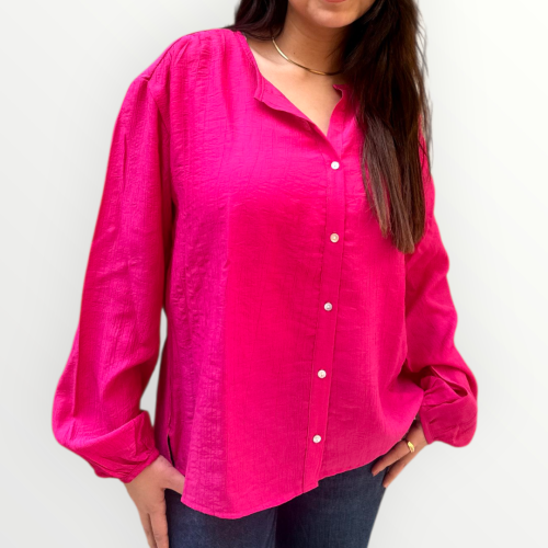 Linen blouse -Fuchsia-M/L