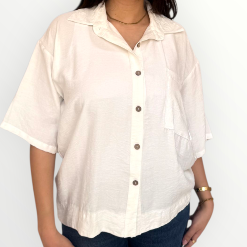 Crop shirt -White-M/L