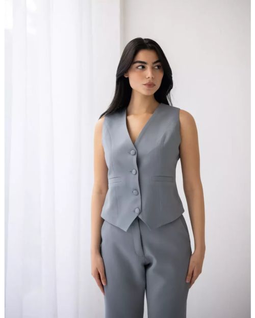 Iron Gray Cropped Vest-S