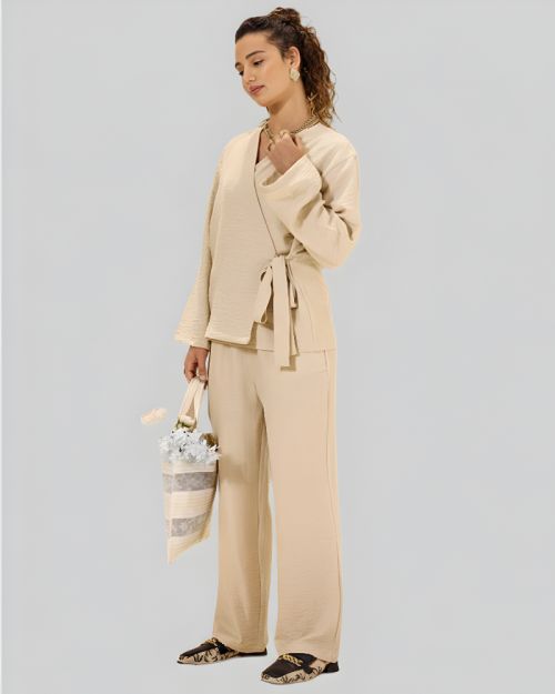 2-Piece Linen Set (Pants + Jacket) For Women