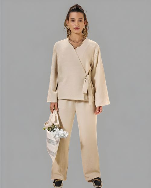 2-Piece Linen Set (Pants + Jacket) For Women
