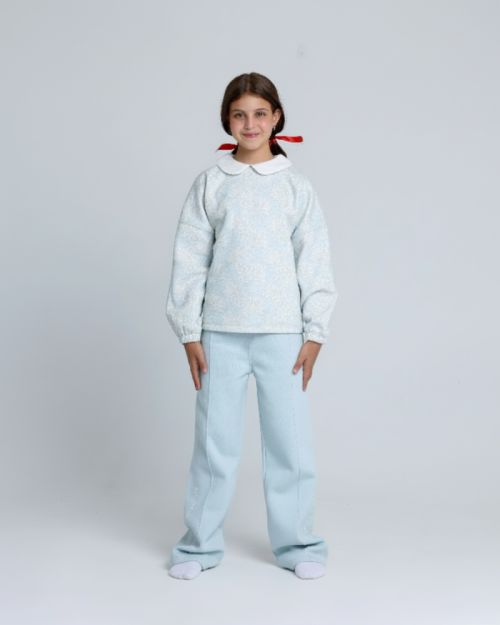 winter flower Round Printed Pajamas Set