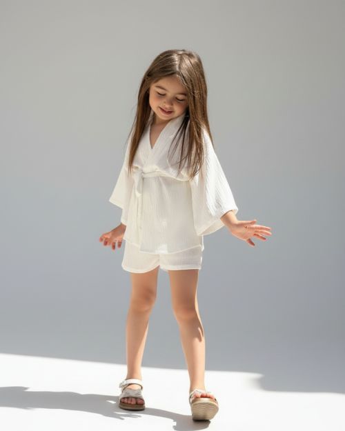 Kimono set -White-3 yrs
