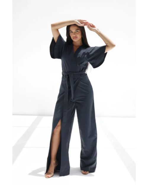  SENA FLARED JUMPSUIT-Navy & Blue-S