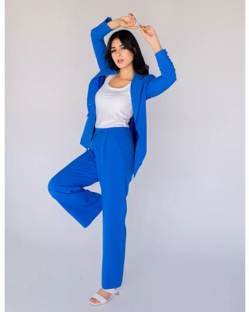 Lapis Lazuli Wide-Leg Straight Mid Pants