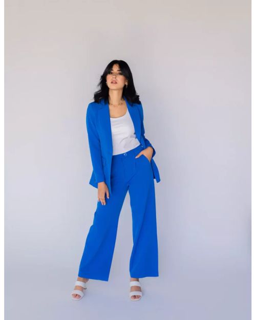 Lapis Lazuli Wide-Leg Straight Mid Pants-M