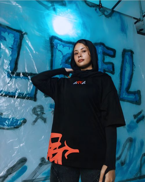 Leel Oversized Black T-Shirt-S