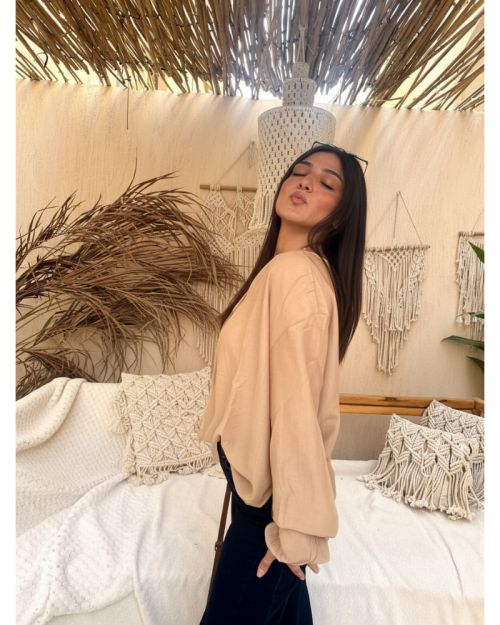 Linen blouse -cafe-M/L