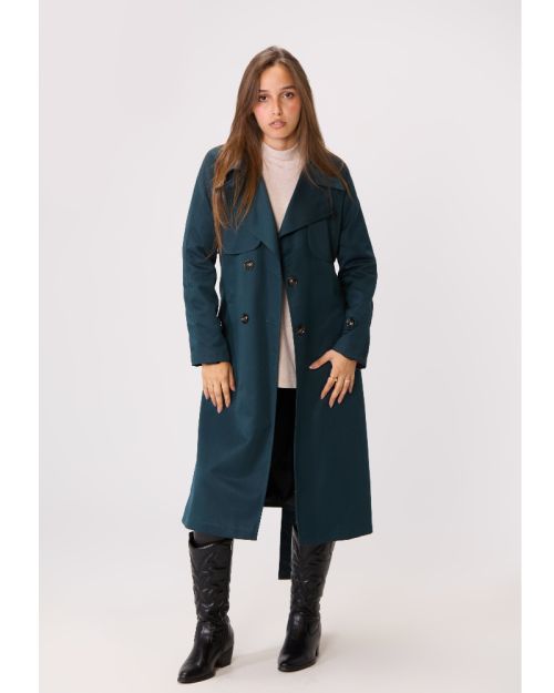 Long Trench Coat-Petrol-L
