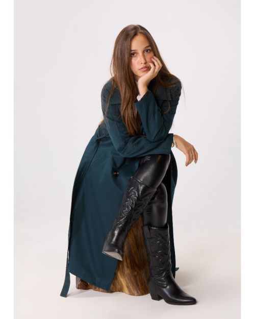 Long Trench Coat-Petrol-L