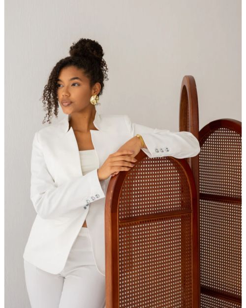 Majestic White Collarless Blazer