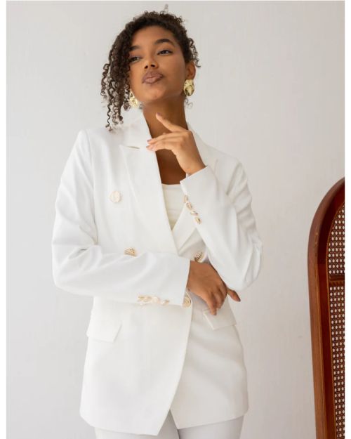 Majestic White Double Breasted Blazer