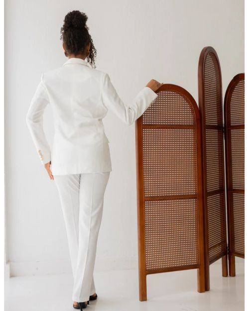 Majestic White Double Breasted Blazer-S