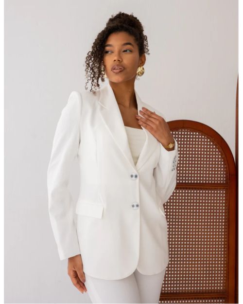 Majestic White Straight Blazer