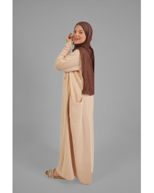 Farha Dress For Women-M-Beige