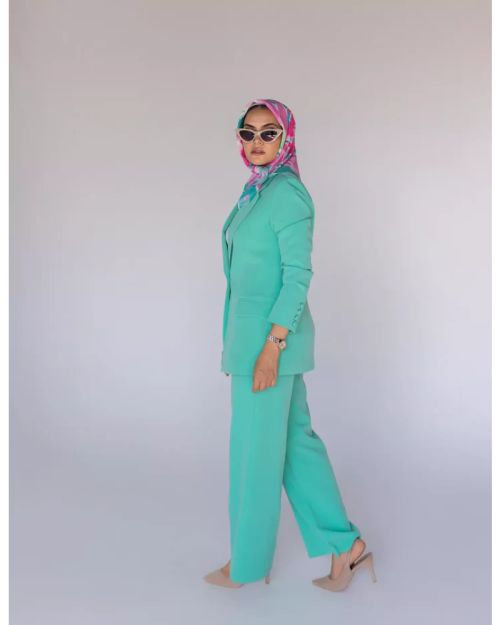 Mint green Wide-Leg Straight Mid Pants-M