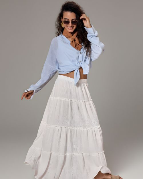White Flared Skirt For Women