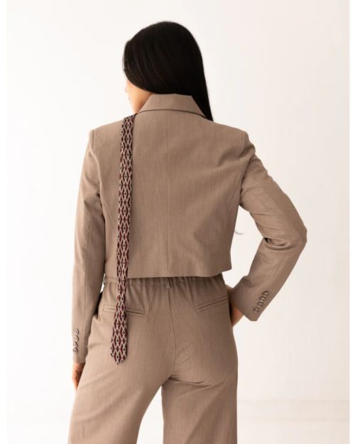 Mocha Light Cropped Blazer-S