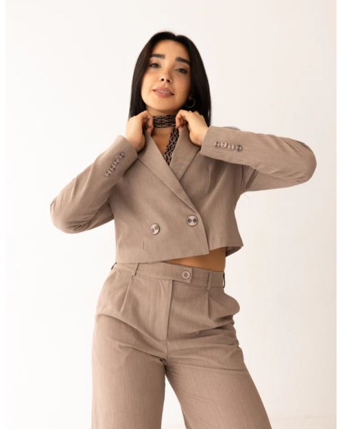 Mocha Light Cropped Blazer-S