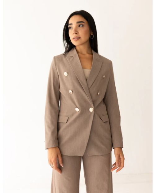 Mocha Light Double Breasted Blazer-S