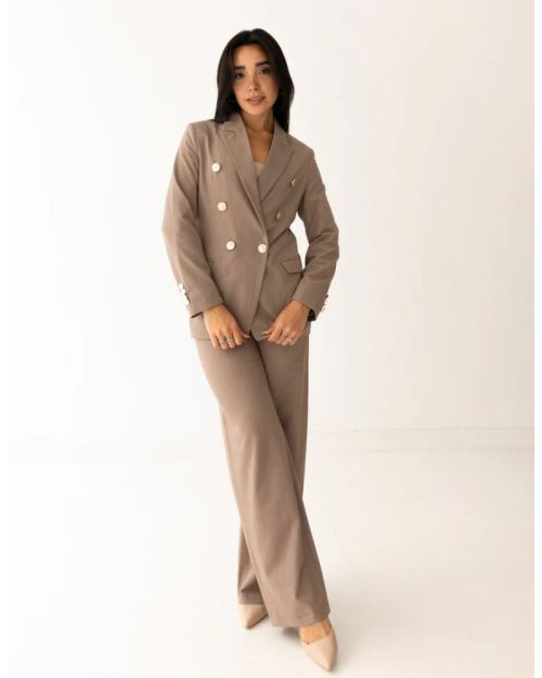 Mocha Light Double Breasted Blazer-S