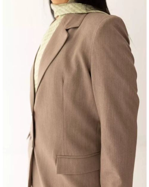 Mocha Light Straight Blazer-S