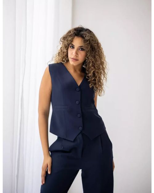 Navy Blue Cropped Vest-S
