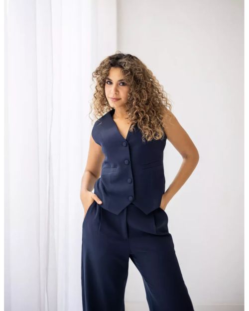 Navy Blue Cropped Vest