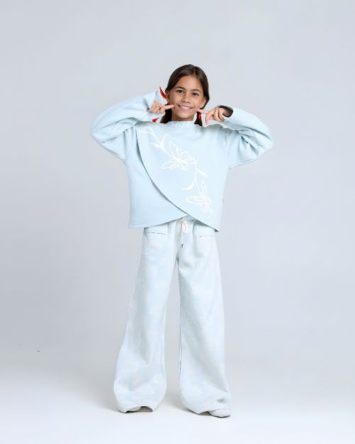 winter flower High Collar Printed Pajamas Set