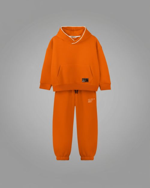 Piping Hoodie Set-Orange-4 yrs