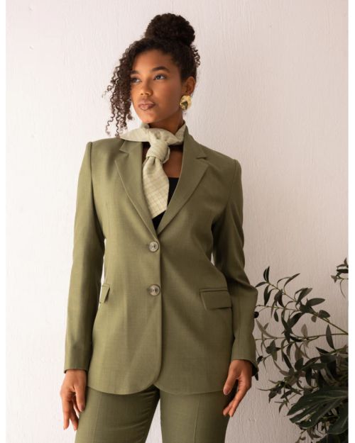 Olive Glamour Straight Blazer-S