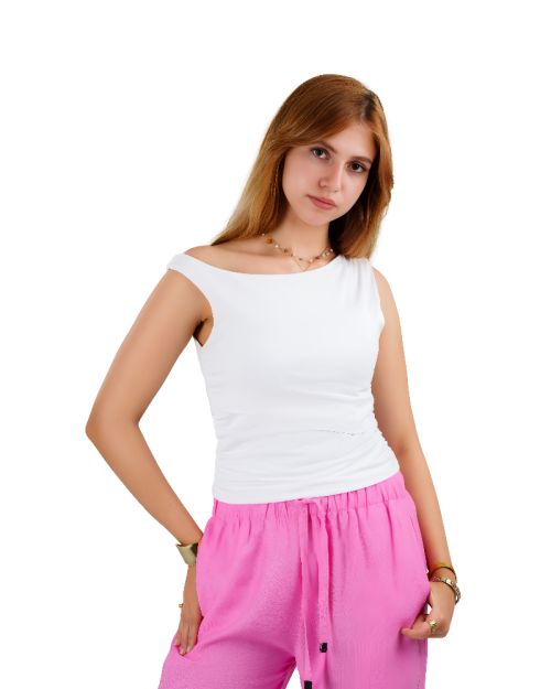 Plein De Vie one shoulder top-White-S