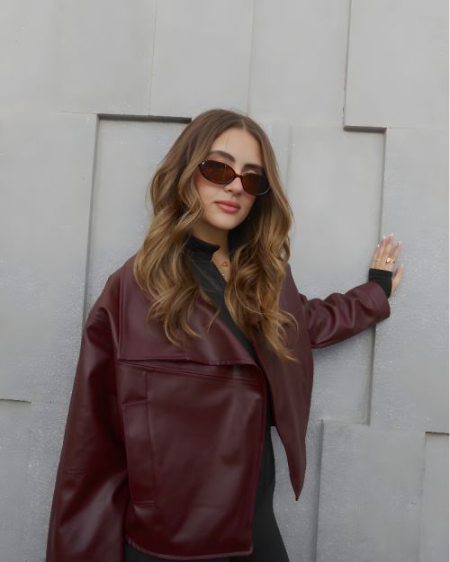 جاكيت جلد أوفر سايز