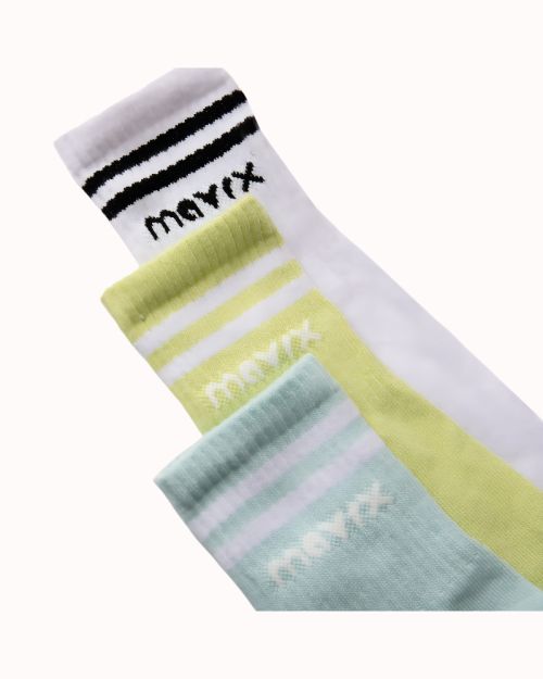 Pack of 3 pairs of Long Socks (mint / white / lime)