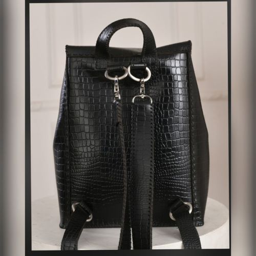 leather backpack For Women-Black