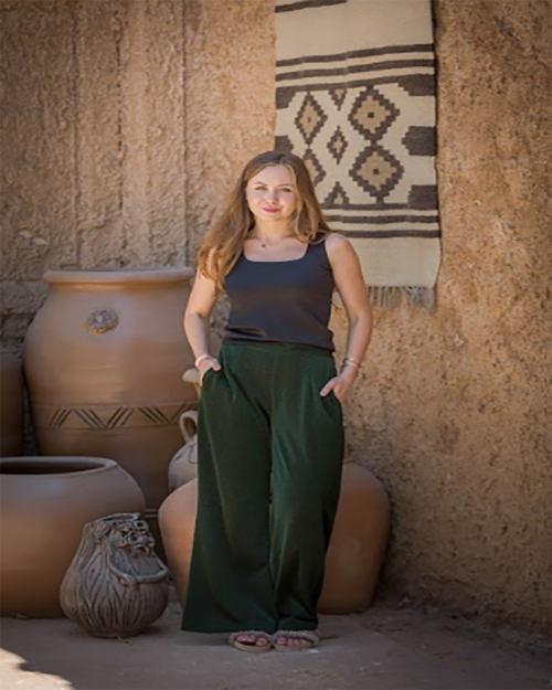 Wide-Leg Textured Pants-Olive-S