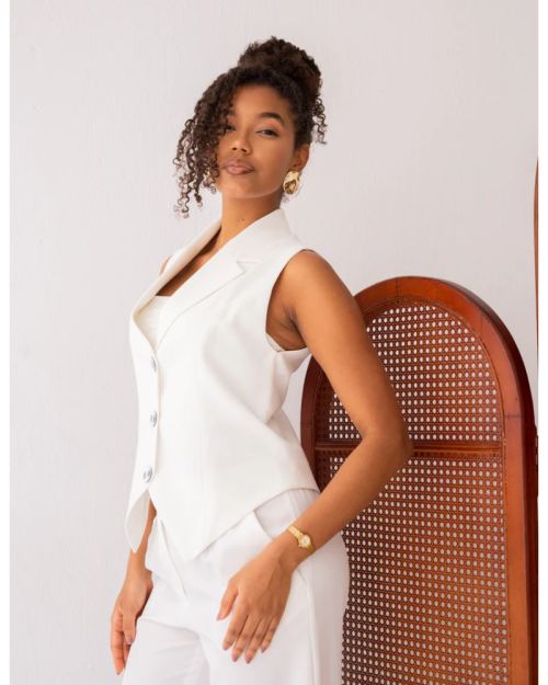 Majestic White Cropped Vest