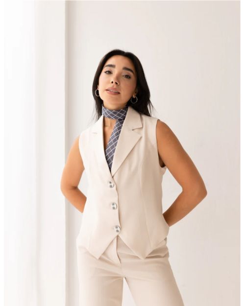 Soft Cream Cropped Vest-S