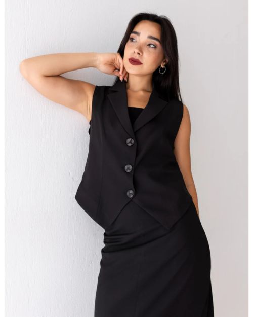 Black Icon Cropped Vest