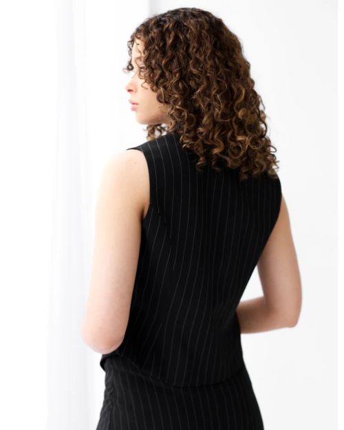 Striped Black Cropped Vest-S