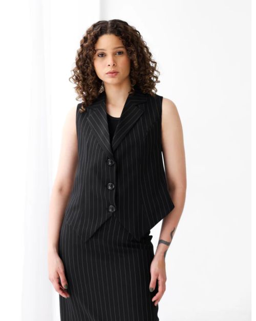 Striped Black Cropped Vest-S
